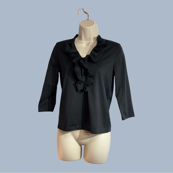 Ralph Lauren Tops - Lauren Ralph Lauren Women's Black Ruffle Neckline Top P/S